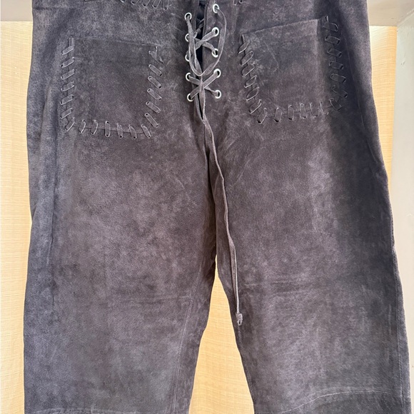 Vintage Jou Jou Skins Brown Suede Lace Up Pants - Picture 6 of 9